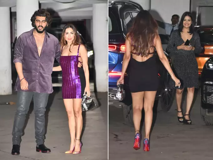 Malaika Arora and Arjun Kapoor's Fashionable Entrance at Party Causes Stir with Backless Dress and Braless Look